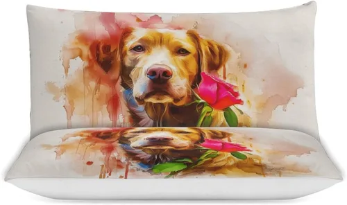 Vista 3 de Acuarela Goldendoodle - Juego de edredón ligero y ultra suave, 3 piezas (1 funda de edredón, 2 fundas de almohada) con cierre de cremallera