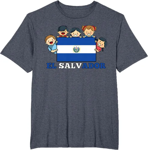 Vista 70 de Camiseta salvadoreña del Mes de la Herencia Hispana con la bandera de El Salvador para niños, Negro