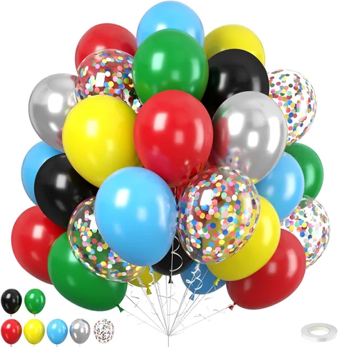 Vista 16 de Globos rosa púrpura negros, 50 unidades de 12 pulgadas, globos de cumpleaños con forma de corazón impresos en color rosa púrpura metálico negro
