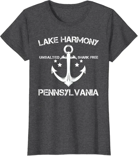 Vista 6 de Playera divertida de Lago Harmony Pennsylvania para acampada o pesca Negro