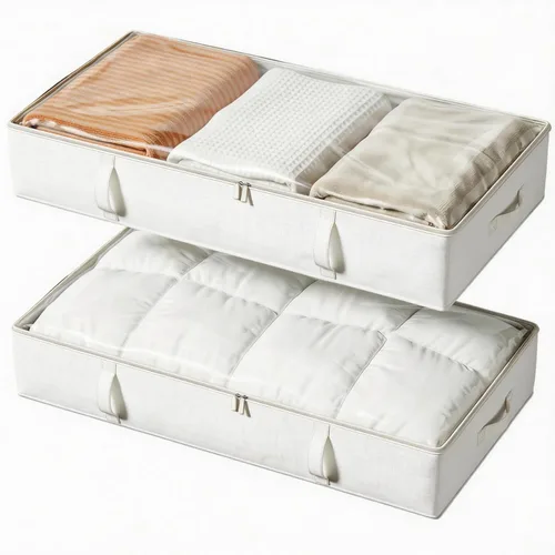 Vista 9 de Vailando Contenedores de almacenamiento para debajo de la cama, 6 pulgadas de alto y 60 litros debajo de la cama con asas resistentes y paredes