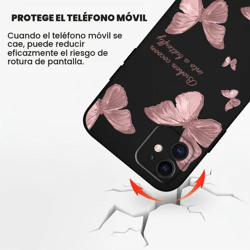 Vista 4 de LEECG Funda protectora para iPhone 11, diseño de flores creativas laterales, delgada, suave, funda protectora para iPhone 11, color negro mariposa
