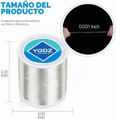 Vista 2 de YGDZ Cordón elástico para pulseras y joyas, cuerda elástica para cuentas, 1 rollo de 328.1 ft (0.031 in)