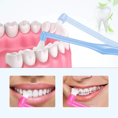 Vista 6 de Boao 6 piezas de cepillo de dientes copetudo, acabado suave, interdental compacto único para limpieza de detalles, cepillo cónico