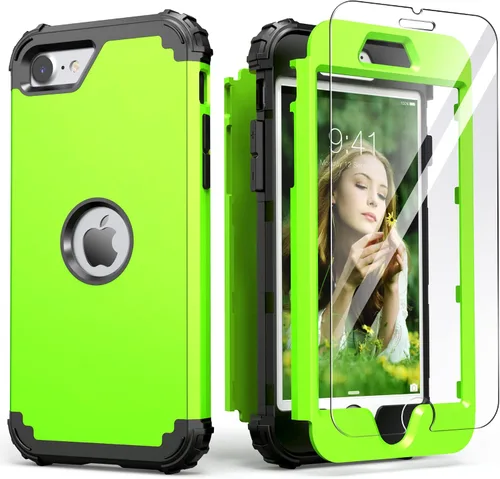 Vista 32 de IDweel Funda para iPhone SE 2020 con protector de pantalla, para iPhone SE 2022, 3 en 1, absorción de golpes, ajuste delgado, cubierta