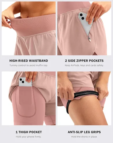 Vista 5 de Bikewa Pantalones cortos de ciclismo de montaña para mujer, acolchados en 4D, con bolsillos con cremallera