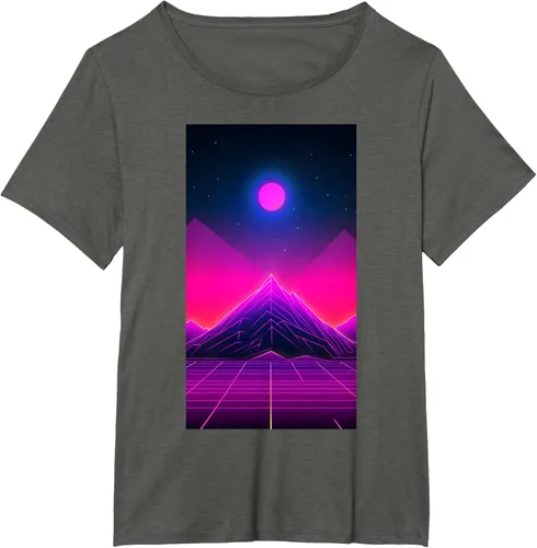 Vista 13 de Retrowave Mountain 80s Vaporwave Synthwave T-Shirt Negro