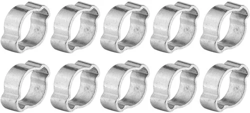 Vista 4 de 10 abrazaderas de oreja dobles, abrazaderas de manguera de acero inoxidable chapadas en zinc, clip de tubo de tubo Fule de 0.79-0.78 pulgadas