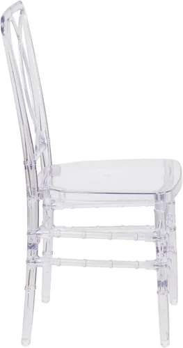 Vista 8 de Flash Furniture Flash Elegance - Silla apilable de cristal con respaldo de diseñador, silla para eventos, resistente a los rayos UV UV Resistant