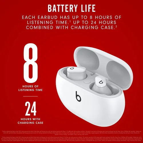 Vista 3 de Beats Studio Buds: Auriculares inalámbricos con cancelación de ruido, color blanco (renovados premium)