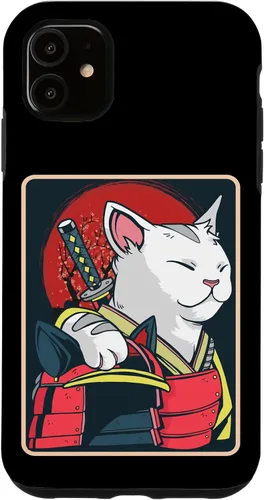 Vista 8 de Arte de gato japonés para iPhone 16 - Espada Katana - Anime Ninja Cat - Funda Catzilla