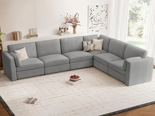 Vista 50 de CUGOAO Sofá biplaza extragrande de 83.5 pulgadas, sofás para sala de estar, sofá nube de felpilla de asiento profundo, sofá modular seccional, funda