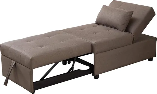 Vista 5 de Kings Brand Furniture - Otomana multifuncional, sofá cama, silla convertible, gris oscuro Blanco