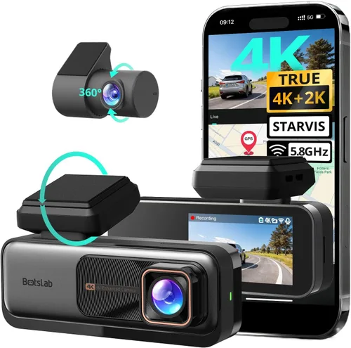 Vista 9 de BOTSLAB Cámara de salpicadero 4k delantera y trasera, monitor de estacionamiento 24/7 con kit cableado, dashcam ultra gran angular de 170°, ADAS