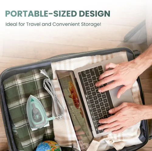 Vista 5 de PIOMATIC Mini plancha de vapor de viaje para ropa con doble voltaje, control de temperatura, suela antiadherente y almacenamiento de cables, ideal