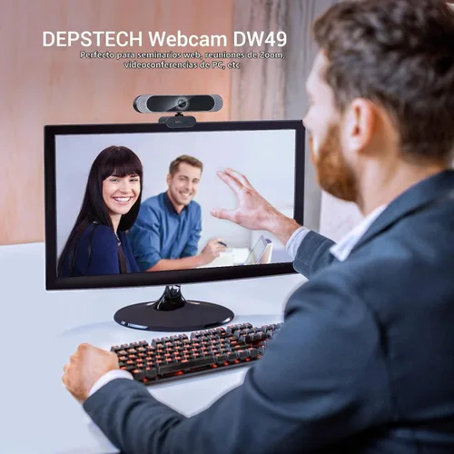 Vista 8 de DEPSTECH Cámara web 4K, DW49 HD 8MP equipada con cámara web de enfoque automático con sensor Sony con micrófono, cubierta de privacidad, cámara web