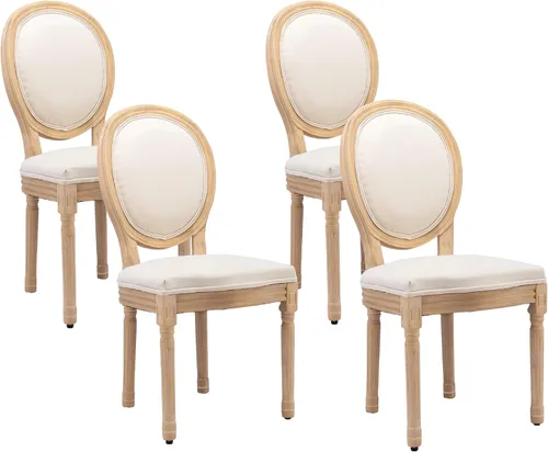 Vista 21 de LKTART Juego de 2 sillas de comedor francesas de piel sintética con botón y cabezal de clavos para sala de estar, cocina, sillas laterales ovaladas