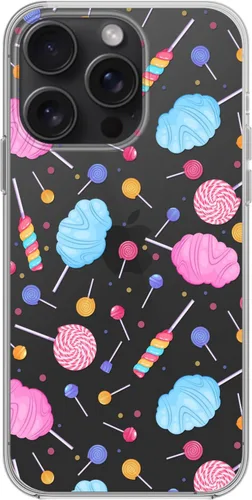 Vista 2 de Blingy's Funda para iPhone 15 Pro Max, bonito diseño de algodón de azúcar, diseño divertido de comida dulce, funda protectora transparente de TPU