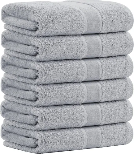 Vista 17 de Aibaser Toallas de baño, 27 x 54 pulgadas, naturales, ultra absorbentes, para baño, viajes, gimnasio, ducha y spa (juego de 6 piezas) (azul)