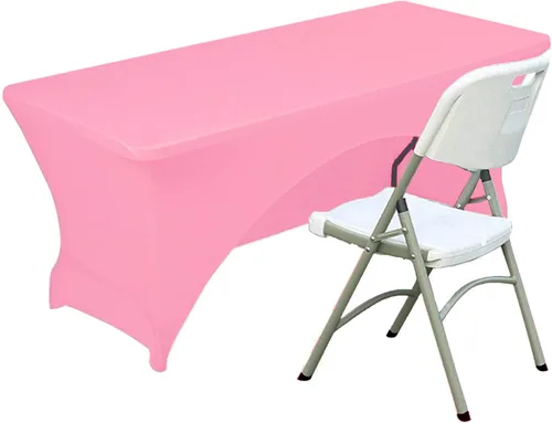 Vista 15 de Funda de mesa de poliéster ajustada de 4 pies con spandex, cubierta de mesa elástica, protector de mesa con parte trasera abierta - Negro