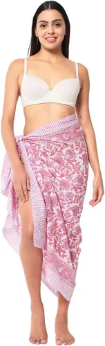 Vista 25 de parihan Traje de Baño Pareo de Playa Sarong Cubiertas para Mujeres - Falda Envolvente con Estampado a Mano Zafiro azul