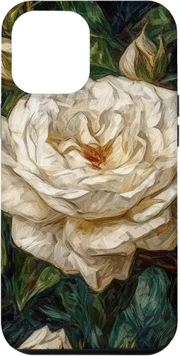 Vista 25 de iPhone 16 Van Gogh Art White Flower White Roses Case