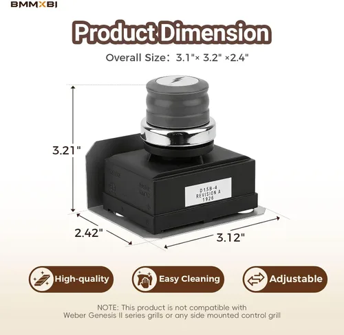 Vista 2 de Kit de encendido electrónico 1836-13 7629 para parrillas de gas Weber Genesis 300 E-310 E-320 E-330 S-310 S-330 (modelos 2011-2016 años), repuesto