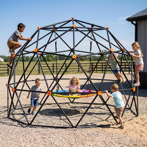 Vista 2 de Hapfan 7.2 ft Tall Climbing Dome Swing Set with Saucer Swing for Kids 3-12 Large Jungle Gym Dome Climber, 950lbs Total Capacity, Rust-resistant