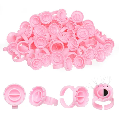 Vista 7 de 300 anillos de pegamento para suministros de extensión de pestañas, taza de pegamento para pestañas de volumen, anillos de pestañas de extensión