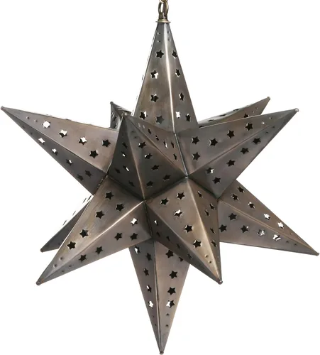 Vista 16 de Luz de estrella de lata colgante mexicana de 12 pulgadas - Corte de estrella