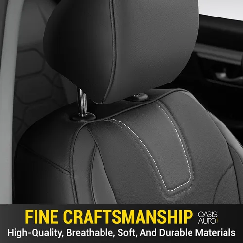 Vista 6 de OASIS AUTO Fundas de asiento con ajuste personalizado para Honda CRV 2017-2025, protector de asiento de cuero sintético impermeable y duradero