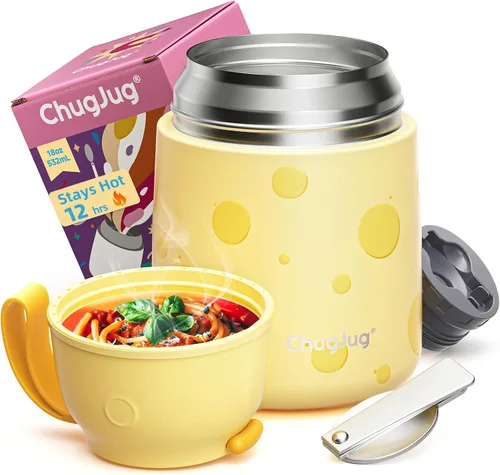 Vista 11 de Termo de sopa de 15 onzas para comida caliente para niños, tarro de comida aislado con cuchara, recipiente térmico para almuerzo, boca ancha vacío