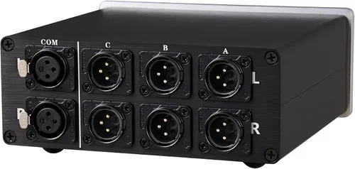 Vista 2 de Interruptor de audio XLR de 1 a 3 (1 en 3 salidas), convertidor de selector de señal de audio equilibrado, conmutador de audio pasivo estéreo de 3