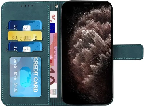 Vista 4 de Funda tipo cartera para iPhone 11 y iPhone 11 con tarjetero de piel, con función atril, protección completa magnética compatible con iPhone 11