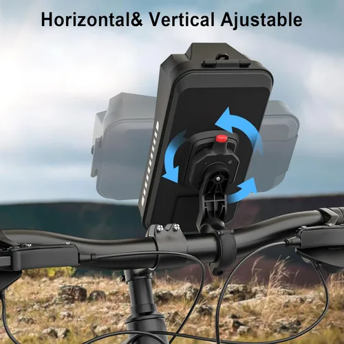 Vista 5 de Soporte para teléfono de bicicleta, resistente al agua, para motocicleta, con visera solar, cubierta para lluvia, pantalla táctil sensible