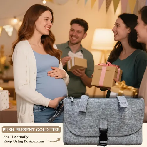 Vista 7 de Cambiador de pañales portátil para bebé, bolsa de viaje para cambiador de pañales para bebé con bolsillo para toallitas, cambiador portátil