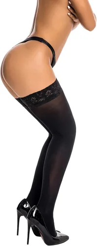 Vista 3 de HONENNA 2 Pairs Thigh High Stockings, Semi Sheer Stay Up Lingerie Lace Top Tights for Women Size A-F