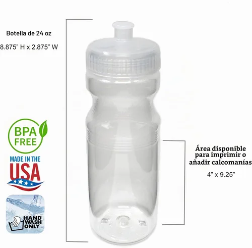 Vista 2 de Rolling Sands - Botellas de agua transparente de 24 onzas sin BPA, paquete de 3, fabricadas en Estados Unidos Claro / blanco (Clear / White)
