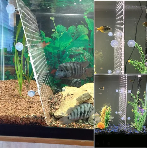 Vista 4 de Divisor acrílico para pecera, divisor de acuario con 8 ventosas, separador transparente para pecera, placa de aislamiento de placa de red, 9.84 x