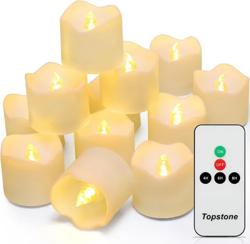 Vista 11 de Topstone Velas electrónicas LED sin llama que cambian de color con control remoto, 7 colores de rotación automática, funcionan con pilas, más de 400