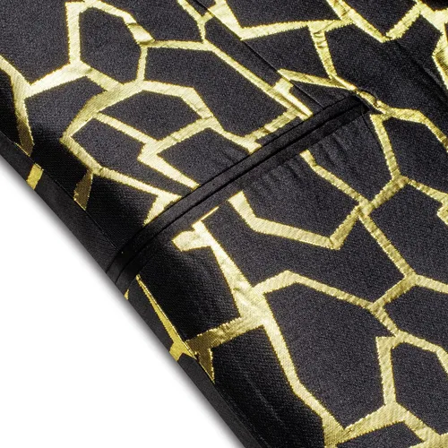 Vista 4 de Hi-Tie Chaqueta de traje para hombre, chaqueta de un botón, chal, solapa de manga larga, abrigo de vestir de diseñador para baile de graduación