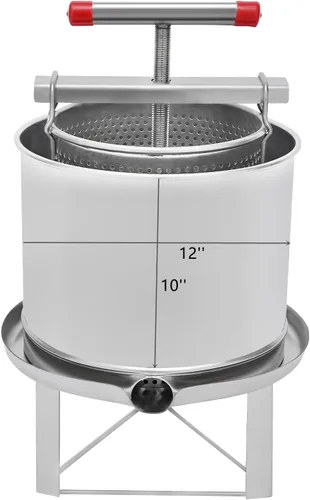 Vista 13 de Fruit Wine Press 1.6 Gallon Stainless Steel Manual Juice Maker 100% Nature Juice Making, Apple Grape Berry Vegetables Crusher, Olive Oil Cider