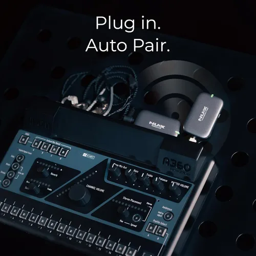 Vista 3 de NUX B-7PSM - Sistema de monitor inalámbrico intrauditivo de 5.8 GHz, IEM estéreo, estuche de carga incluido, transmisión de audio estéreo, diseñado
