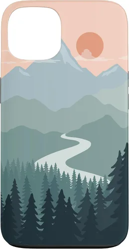 Vista 7 de Boho Chic Pines Forest Mountains Landscape Minimal Sunset Case for iPhone 16