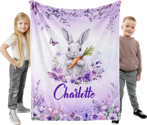 Vista 20 de Manta de bebé personalizada, manta con nombre personalizado para niños, bebés y adultos, mantas con animales personalizadas para niñas, niños