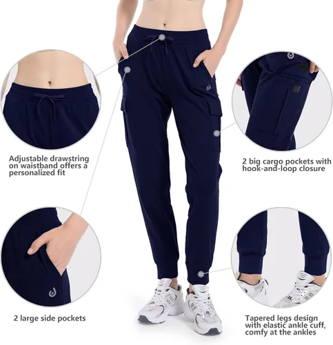 Vista 5 de HARTPOR Pantalones deportivos con forro polar para mujer, pantalones cargo de senderismo, resistentes al agua, pantalones deportivos de invierno