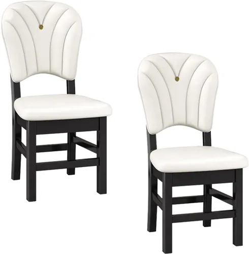 Vista 21 de Upholstered Leather Dining Room Chairs, Dining Chairs Set Kitchen Chair with Solid Wood Legs, Dining Room Side Chair for Bedroom, Vanity, Living