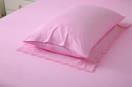 Vista 5 de Fundas de almohada de encaje rosa, fundas estándar de algodón, fundas de almohada Shabby Chic para cama, princesa francesa de campo, 2 unidades, 20