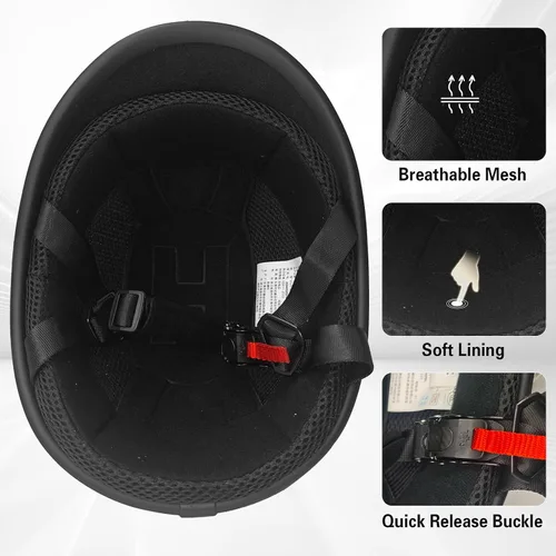 Vista 4 de Casco de motocross de media gorra para adultos, casco abierto para motocicleta, ciclismo, motocross, para hombres y mujeres, aprobado por DOT