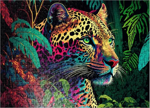 Vista 7 de MyPuzzle Leopard - Pop-Art Style - Rompecabezas prémium de 1000 piezas para adultos